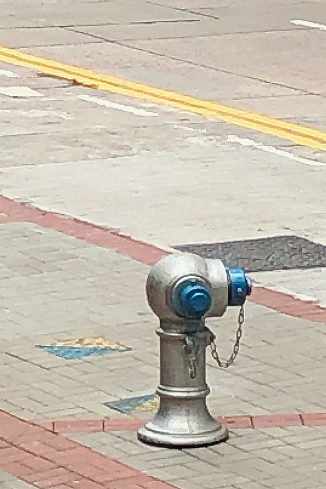 hydrant during rush lunch hour