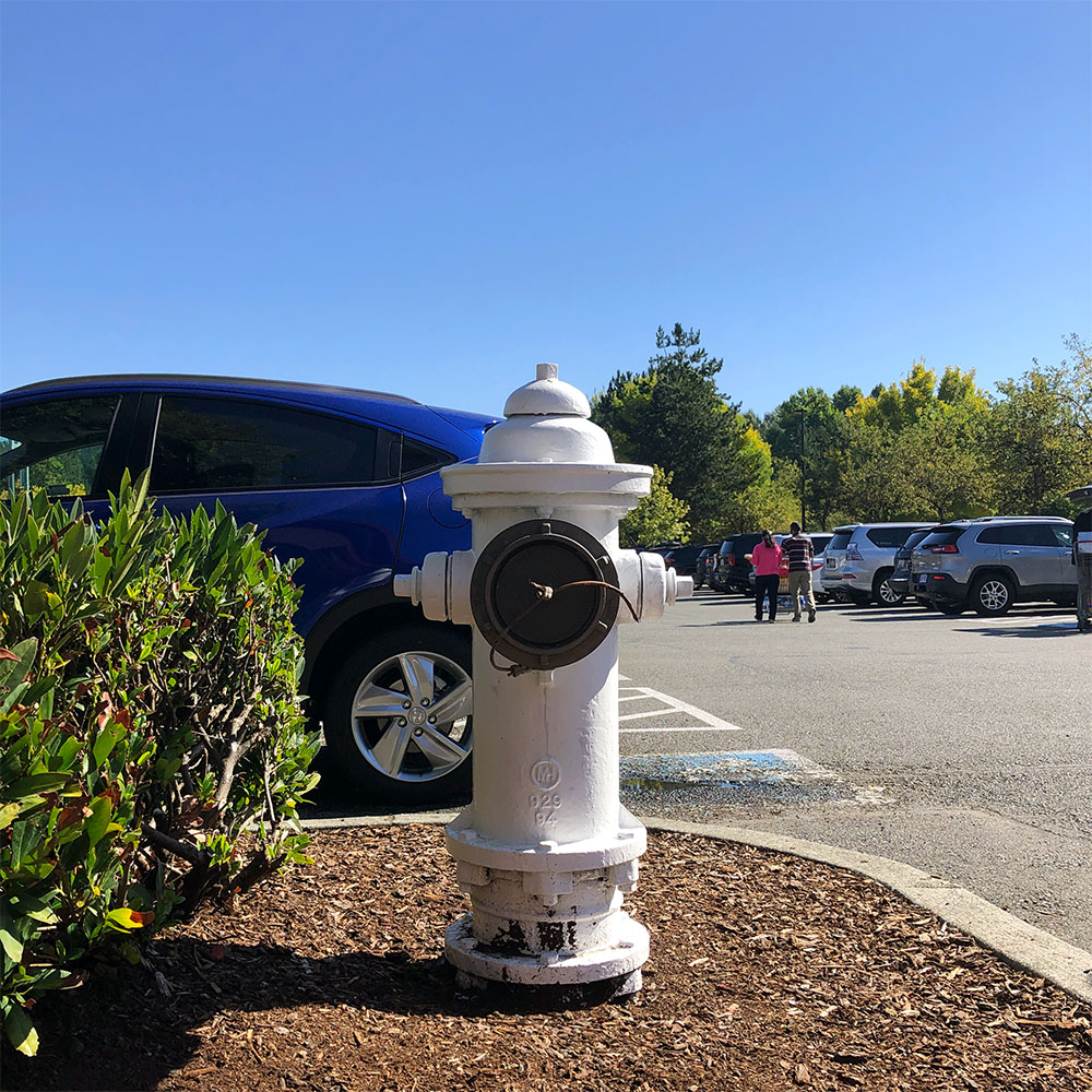 hydrant in big parking lot